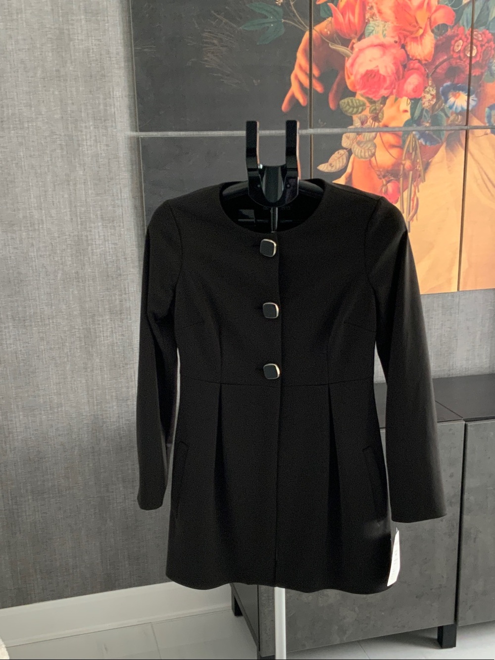 Frank Lyman Design Black Long Blazer with Square Buttons 8